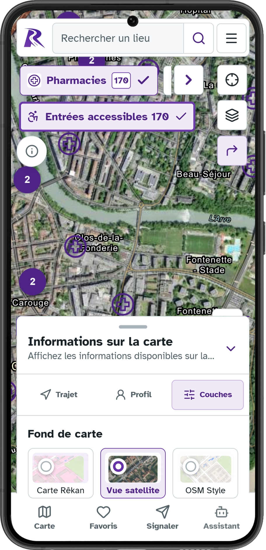 Interface Rêkan sur mobile